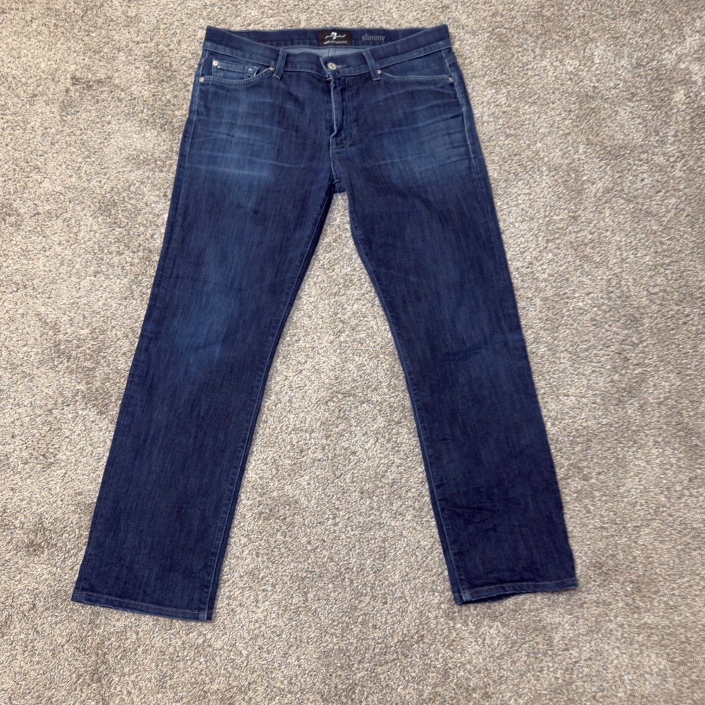 7 For All Mankind Slimmy Luxe Performance Jeans Indigo Blue 33 Y2K Vintage